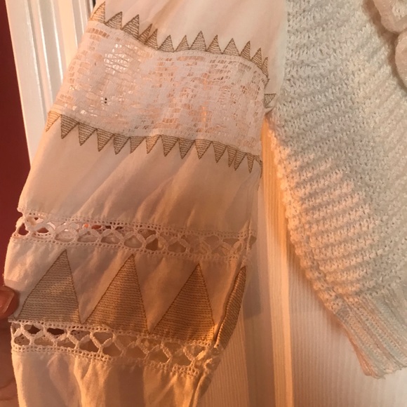 Anthropologie ruffle knit sweater shirt top xs 0 2 free people - Picture 4 of 5